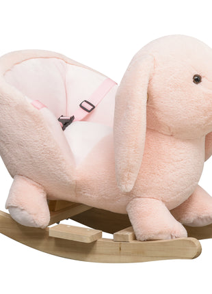 Rabbit Wooden Rocking Horse with Sound, Pink