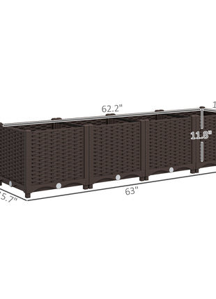 Plastic Raised Garden Bed, 5 x 1 x 1 ft Outdoor Flower Box with Drainage Holes for Vegetables, Herbs, Brown