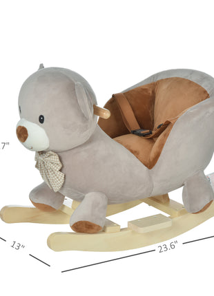 Bear-Shaped Kids Rocking Horse with Sound for 18-36 Months, Gray