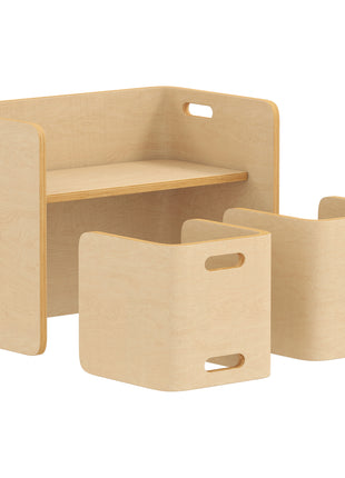 Kids Table and Chair Set, Height Adjustable Toddler Table and Chair Set for Kids Ages 3-8, Play, Learning, Natural