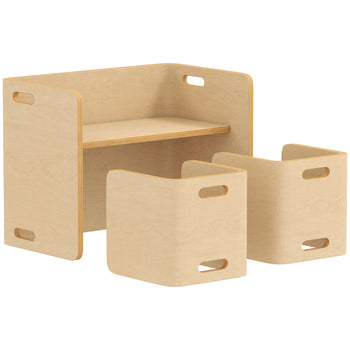 Kids Table and Chair Set, Height Adjustable Toddler Table and Chair Set for Kids Ages 3-8, Play, Learning, Natural