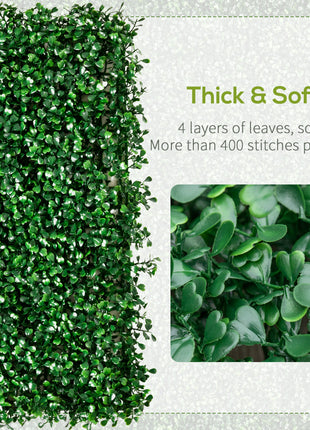 12 PCS Artificial Boxwood Panels Topiary Wall Greenery Backdrop, Privacy Hedge Screen 4 Layer Roll, Dark Green