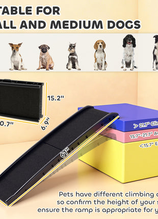 Folding Dog Ramp for Car, 61 Inches Portable Pet Ramp with Non Slip Frosted Surface, Raised Side Rails