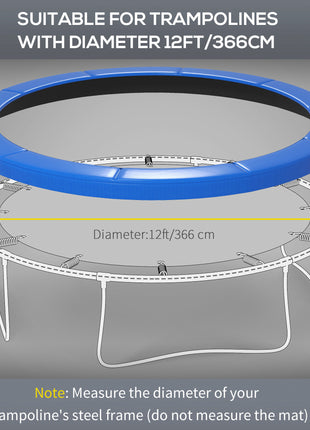 12FT Trampoline Spring Cover, Safety Trampoline Pad Replacement, Waterproof and Tear Resistant, All Weather Trampoline Accessories, No Holes for Pole, Blue