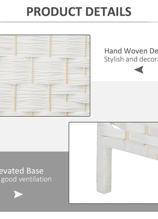 Room Divider, 4 Panel Folding Privacy Screen, 6FT Tall Portable Weave Partition Wall Divider for Bedroom, White