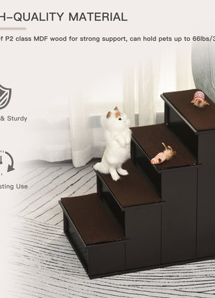 Pet Stairs, Small Pet Steps with Cushioned Removable Covering for Dogs and Cats Up To 22 lbs, Brown