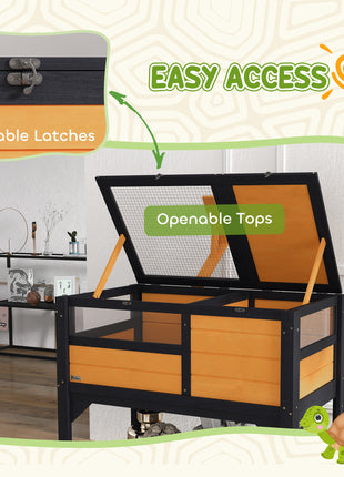 Tortoise Habitat with Shelf Storage Tortoise Gift Accessory with Weather Protection for Indoor, Yellow