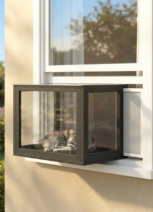 Catio Outdoor Cat Enclosure 25"–41" Outdoor Cat House for Sunbathing, Napping & Overlooking
