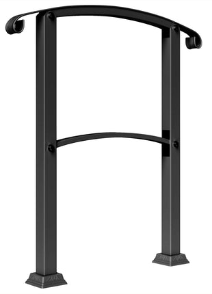 1-3 Step Metal Handrails for Outdoor Steps, Porch Deck Stair Railing with Installation Kit for Concrete Steps, Black