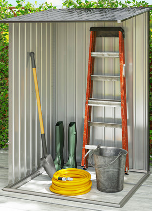 Small Metal Garden Shed, 3.3' x 3.4', Galvanized Steel, Lockable Tool Shed for Patio, Backyard, Lawn, Dark Gray