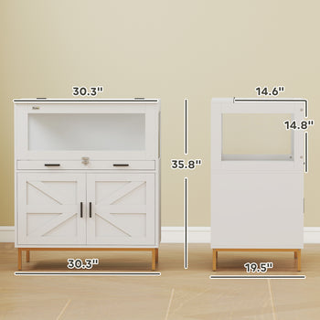 Hamster Cage with Storage Cabinet, Small Animal Cage with Pull Out Drawer and Acrylic Panels, 30" x 19.5" x 36"