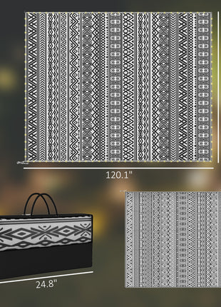 Outdoor Rug Carpet with USB Lights Reversible Patio Rug with Carry Bag for Camping 10' x 8'