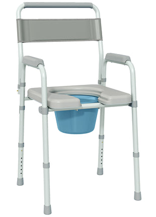 Bedside Commode Chair for Seniors, Adults, Handicap, Raised Toilet Seat with Arm, Adjustable Height, 331 lbs, Gray