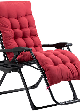 Padded Zero Gravity Chair, Folding Recliner Chair with Cup Holder Cushion, Red