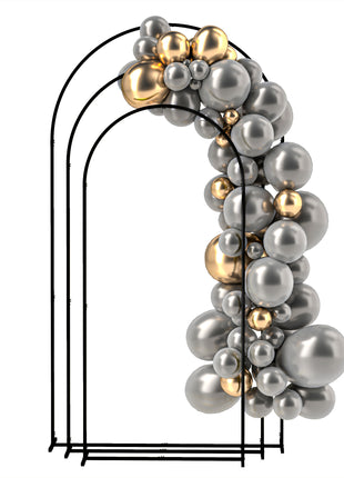 Metal Arch Backdrop Stand Set of 3, 7/6.5/6 ft Wedding Arch Frame, Balloon Backdrop Arch Stand Set for Birthday Party, Bridal Shower, Graduation, Ceremony, Banquet Decorations, Black