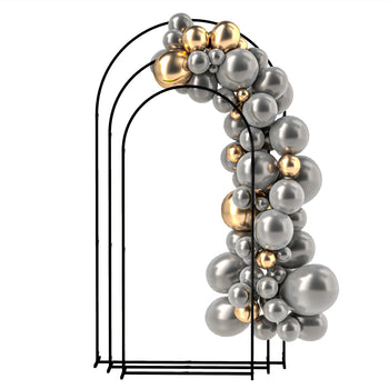 Metal Arch Backdrop Stand Set of 3, 7/6.5/6 ft Wedding Arch Frame, Balloon Backdrop Arch Stand Set for Birthday Party, Bridal Shower, Graduation, Ceremony, Banquet Decorations, Black