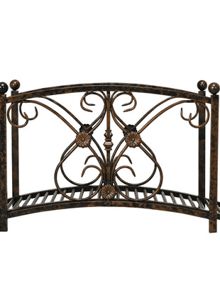 3.3' Metal Garden Bridge, Decorative Classic Footbridge Pond Bridge with Safety Railings for Backyard Garden Creek, Rust Brown