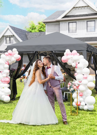 10' x 20' Pop Up Canopy Tent with Netting, Heavy Duty Instant Sun Shelter, Large Tents for Parties with Carry Bag for Outdoor, Garden, Patio, Gray