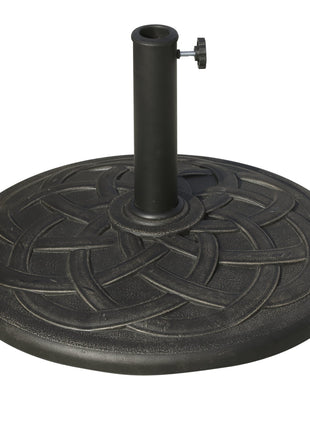 22" 42 lbs Round Resin Umbrella Base Stand Market Parasol Holder with Beautiful Decorative Pattern & Easy Setup, for Φ1.5", Φ1.89" Pole, for Lawn, Deck, Backyard, Garden, Bronze