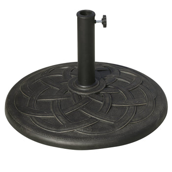 22" 42 lbs Round Resin Umbrella Base Stand Market Parasol Holder with Beautiful Decorative Pattern & Easy Setup, for Φ1.5", Φ1.89" Pole, for Lawn, Deck, Backyard, Garden, Bronze