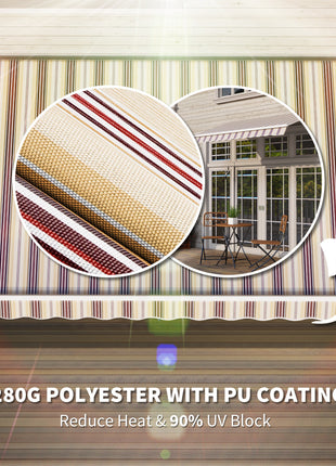 10' x 8' Retractable Awning, Patio Awnings, Sunshade Shelter w/ Manual Crank Handle, UV & Water-Resistant Fabric and Aluminum Frame for Deck, Balcony, Yard, Red & Beige