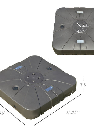 Square Cantilever Patio Umbrella Base with 4 Wheels for Easy Moving, Heavy Duty Umbrella Stand Weight, 330 lb Capacity Sand or 286 lb Capacity Water, Coffee