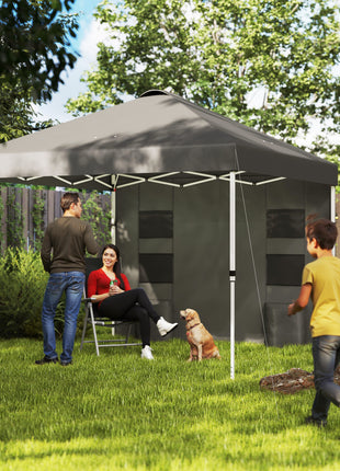 10' x 10' Pop Up Canopy Tent w/ Sidewall, UPF50+ Height Adjustable Instant Sun Shelter w/ Storage Pockets, Dark Gray