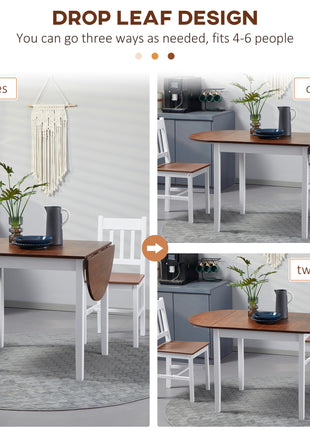 55" Wood Kitchen Table, Drop Leaf Tables for Small Spaces, Brown