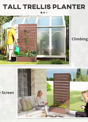 Trellis Planter for Climbing Plants, Raised Garden Bed with Trellis, Planter Box for Outdoor Garden, Light Brown