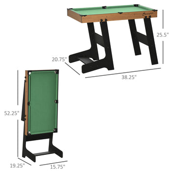 38'' Mini Pool Table Set Tabletop Billiards Game, Fun for Whole Family Game Room Man Cave, with Easy Folding for Storage, with Balls, Cues, Chalk, Brush