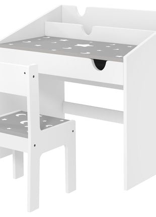 Kids Study Desk with Storage, Kids Desk and Chair Set for Bedroom & Study Room, Aged 3-6 Years, Gray