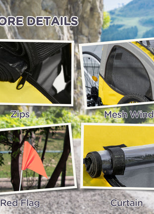 Dog Bike Trailer, Pet Stroller with Wheels for Medium Dogs, Yellow