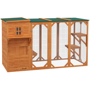 Large Outdoor Cat House for 3 Kitties, Multi-Level Design with Big Hiding Areas 2 Stories & Multiple Platforms Cat Condo
