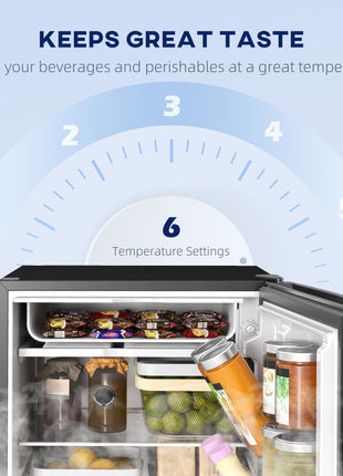 4.5 Cu.Ft Mini Fridge, Single Door Refrigerator with Freezer, Wheels, Adjustable Thermostat, Reversible Door, Black
