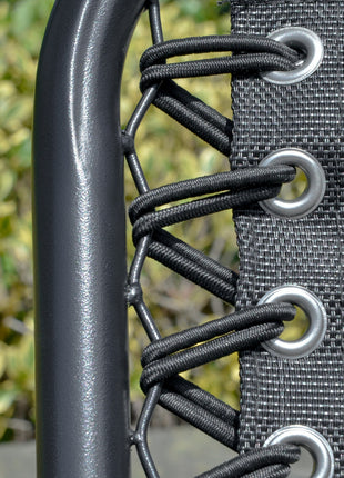 2-Seat Outdoor Porch Swing, with Pivot Storage Table, Cup Holder, & Adjustable Overhead Canopy, Stand's Skid-Resistant Feet Pad, Breathable Mesh Seat, Steel Frame, for Patio, Black