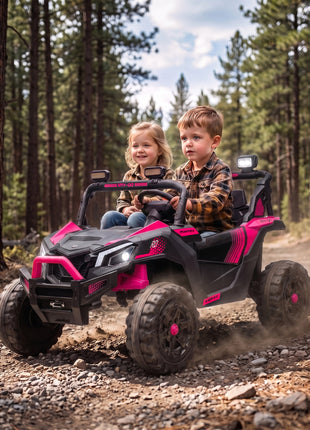 24V 2 Seater Ride On Truck Car for Big Kids with Remote Control, Dual Motors, 4-Wheel Suspension for Ages 3-8, Pink