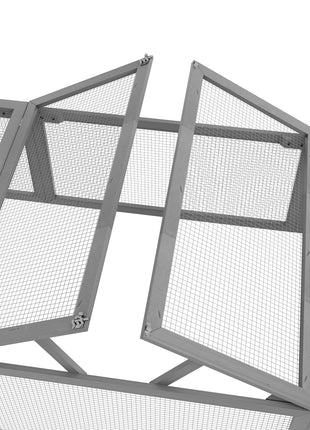 Large Wooden Rabbit Hutch Small Animal Habitat Enclosure Outdoor Run and Lockable Doors - Gray