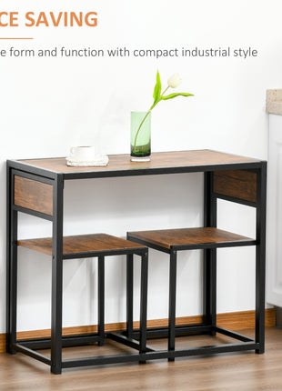 3-Piece Industrial Dining Table Set for 2, Kitchen Table and Chairs, Dining Room Sets for Small Spaces, Rustic Brown
