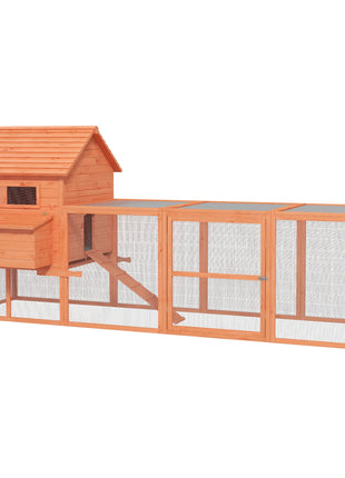 145" Wooden Chicken Coop with Run & Inner Hen House Space