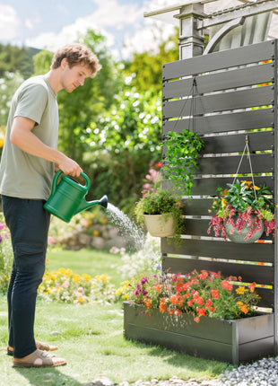 Trellis Planter for Climbing Plants, Raised Garden Bed with Trellis, Planter Box for Outdoor Garden, Black