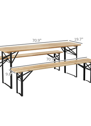 6' Portable Picnic Table and Bench Set, Outdoor Wooden Folding Camping Dining Table Set for Patio Garden Outdoor Activities