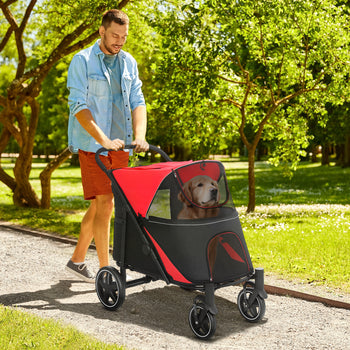 Dog Stroller for Large Medium Small Dogs up to 66 Lbs. 23.5" in Body Length, Red