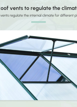 6' x 6' Greenhouse for Outdoors, Polycarbonate Greenhouse with Rain Gutter and Roof Vent, Aluminum Walk-in Green Houses for Outside for Patio Backyard Garden, Dark Green