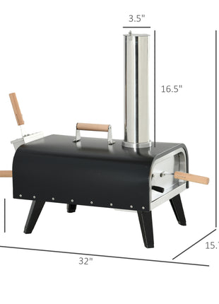 Pellet Wood Fired Pizza Oven Outdoor Pizza Maker with 12" Stone, Peel and Waterproof Cover