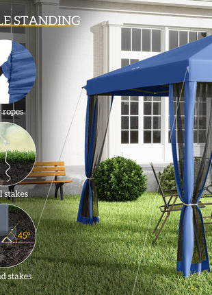 10' x 10' Pop Up Canopy Tent with Netting, Instant Gazebo, Screen House Room with Carry Bag, Height Adjustable, for Outdoor, Garden, Patio, Camping, Blue