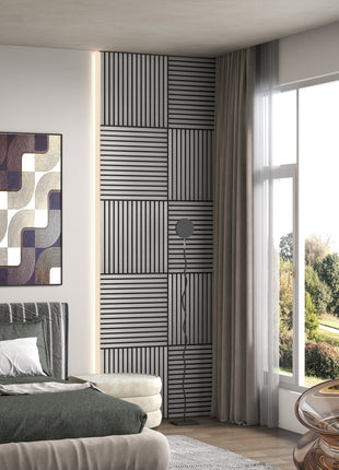 24"x24" Wood Panels for Wall, 4 Pack Acoustic Panels, Sound Absorbing Slat Wall For Interior Wall Decor, Home, Gray