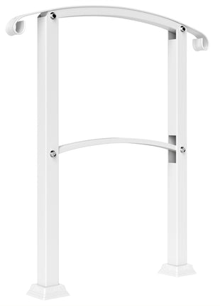 1-3 Step Metal Handrails for Outdoor Steps, Porch Deck Stair Railing with Installation Kit for Concrete Steps, White