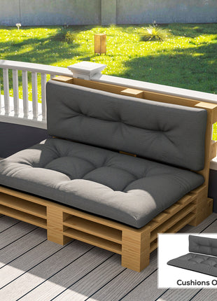 2 Seater Pallet Cushions Outdoor 3.9" Thick Replacement Cushions - Tufted Design for Garden, Patio, Black