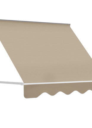 6' Drop Arm Manual Retractable Window Awning Sun Shade Shelter for Patio Balcony Outdoor, Aluminum, Can Cover 2 Windows, Cream White