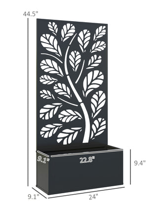 Metal Garden Bed with Trellis for Climbing Plants, Freestanding or Wall Mounted Flower Bed for Garden, Patio, Balcony